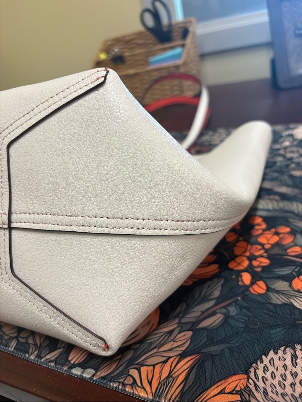 kate spade Cream Tote with Orange Trim and Handles - Picture 3 of 6